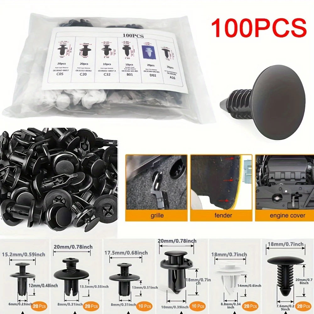 Universal Car Body Push Retainer Clip & Fastener Kit