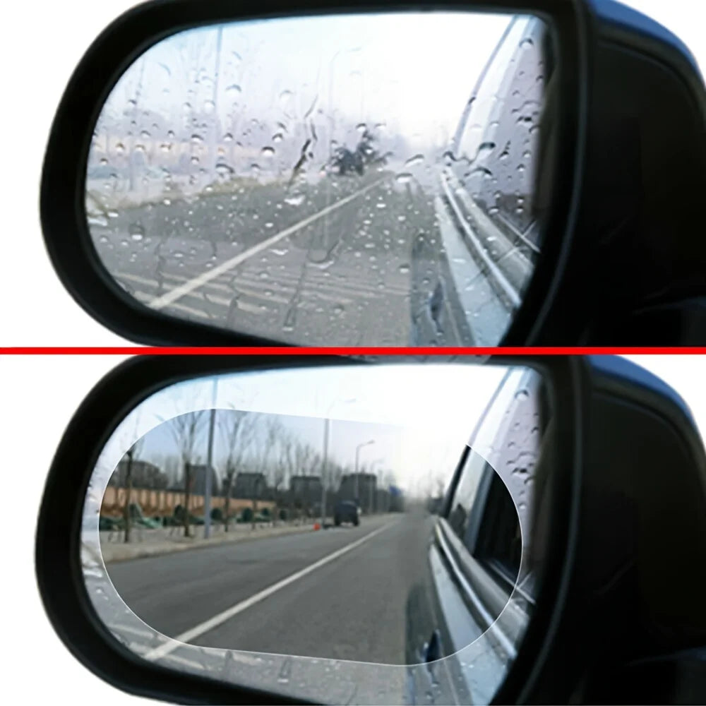 4pcs Car Rearview Mirror Protective Film Side Windows Sticker, Anti Fog Glare Rainproof Waterproof Mirror Film Clear Nano Coatin