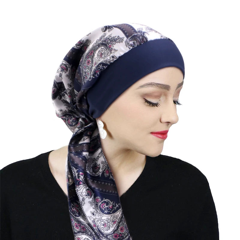Headscarf Women Elastic Muslim Female Turban Cancer Chemo Hat Hair Loss Cover Head Wrap Headwear Stretch Bandana