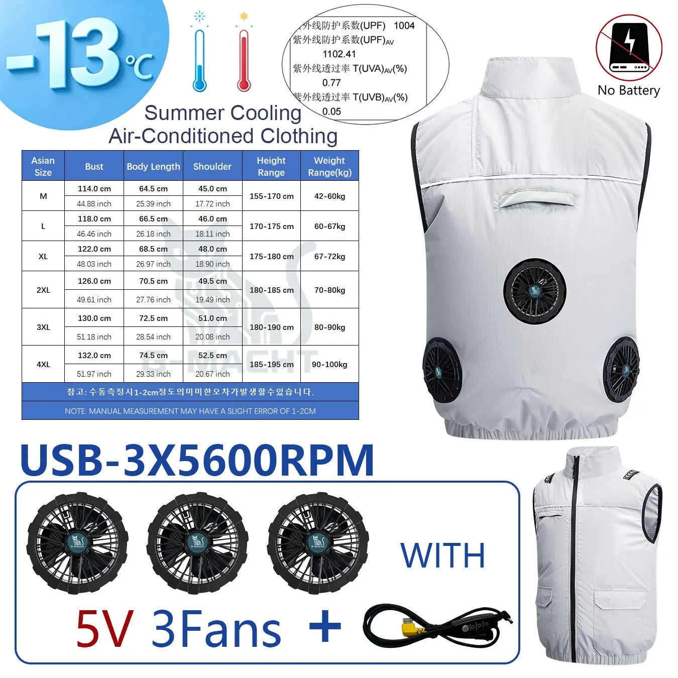 4-Fan USB Cooling Vest – Breathable Summer Workwear for Men & Women