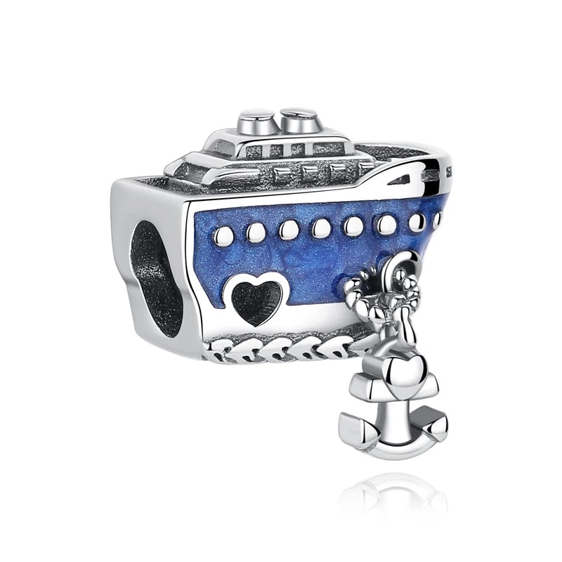 Original 925 Sterling Silver Charms Love Travel London Bus Suitcase Paris Beads Fit Brand Bracelets Necklaces Women DIY Jewelry