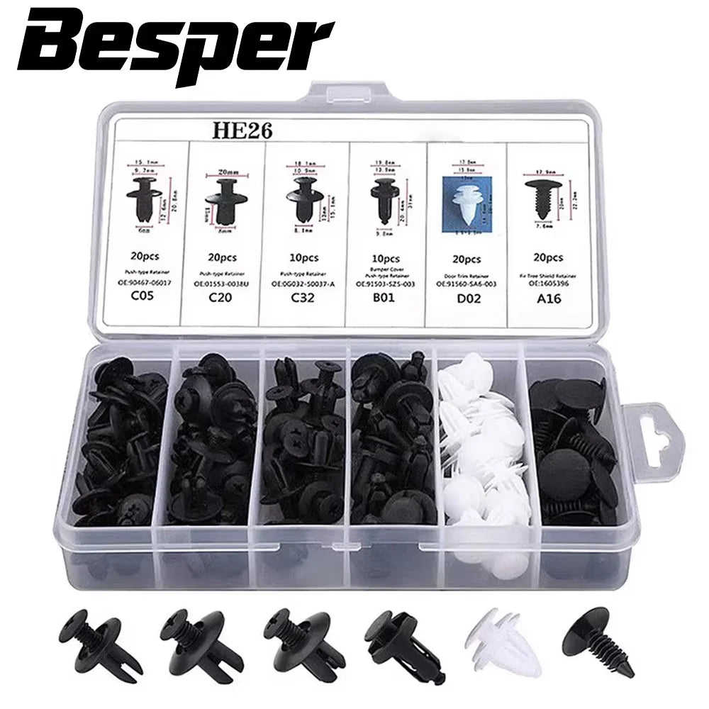 Universal Car Body Push Retainer Clip & Fastener Kit