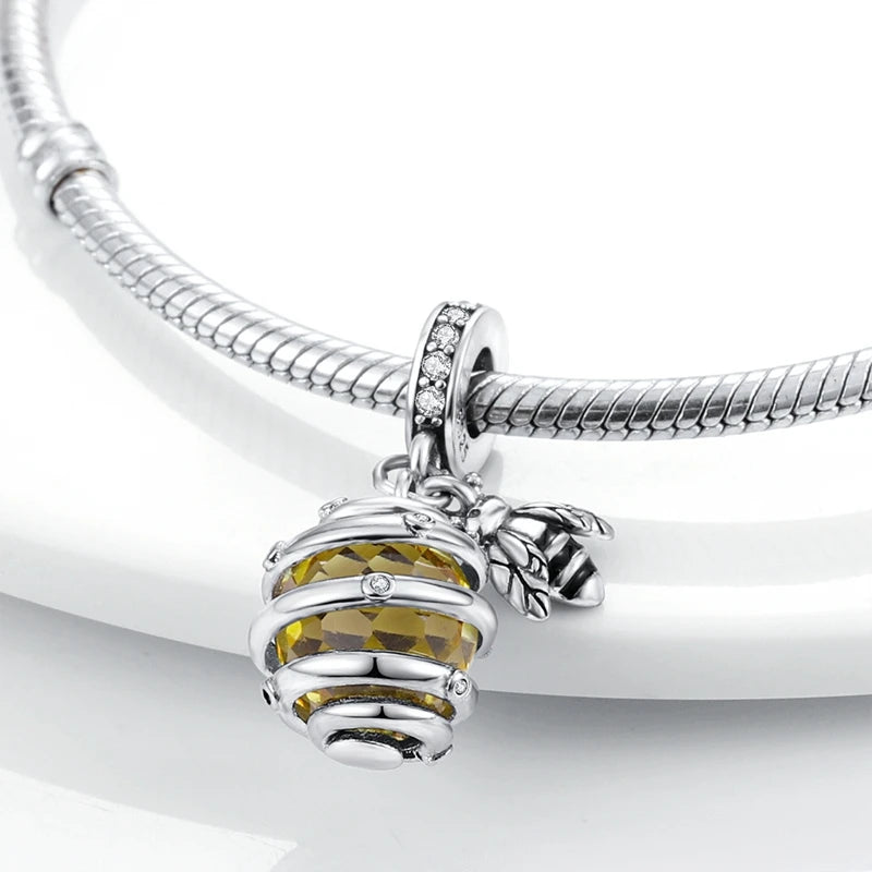 Original 925 Sterling Silver Charm Beads Glowing Luminous Firefly Butterfly Pendant for Bracelet Charm Jewelry
