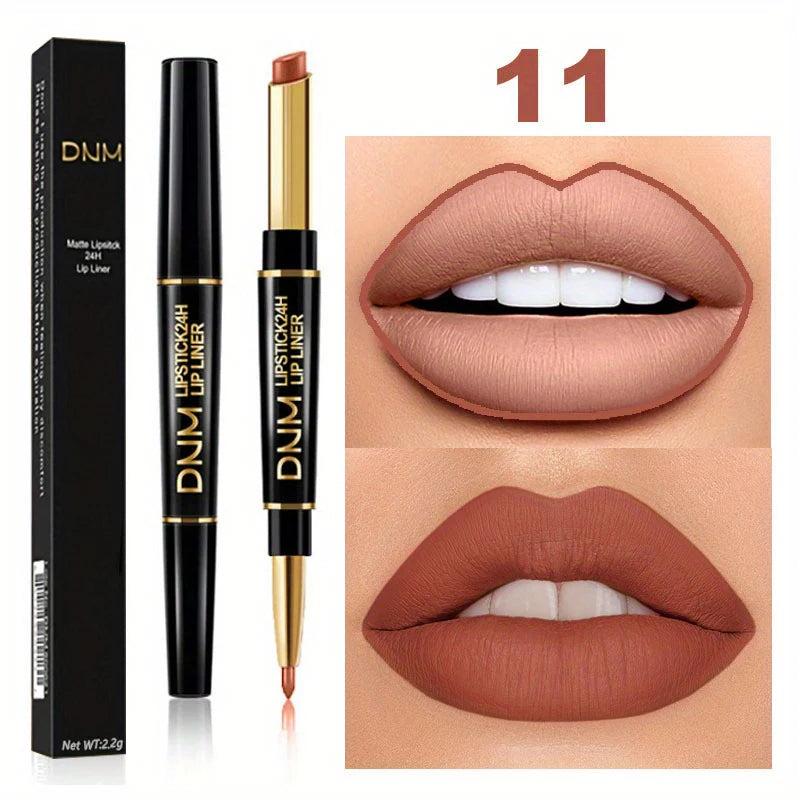 Double-Ended Long-Lasting Lipstick & Lip Liner – Waterproof, High Pigment