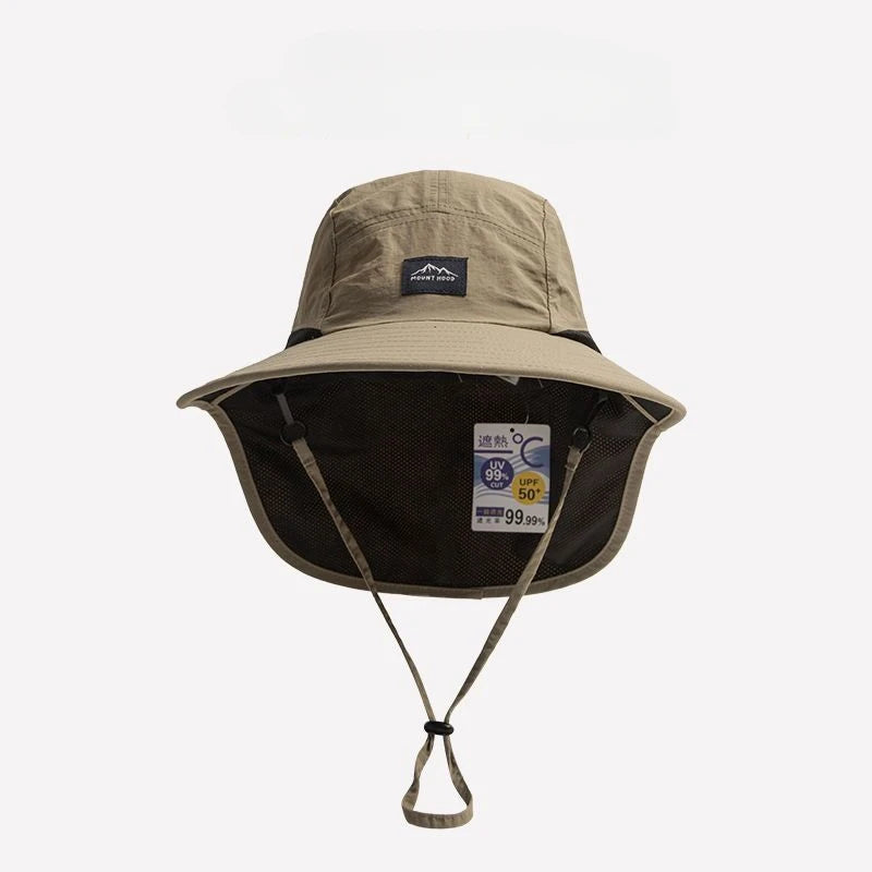 Unisex Summer Wide Brim Waterproof Quick-drying Panama Caps Outdoor Visor Bucket Hats Mesh Breathable Sun Hat with Neck Flap