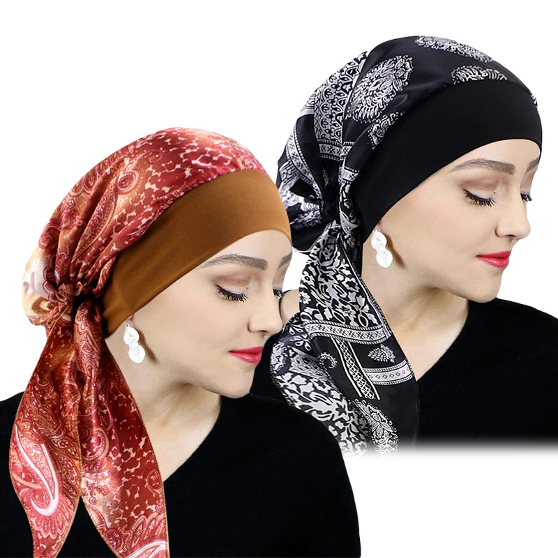Headscarf Women Elastic Muslim Female Turban Cancer Chemo Hat Hair Loss Cover Head Wrap Headwear Stretch Bandana