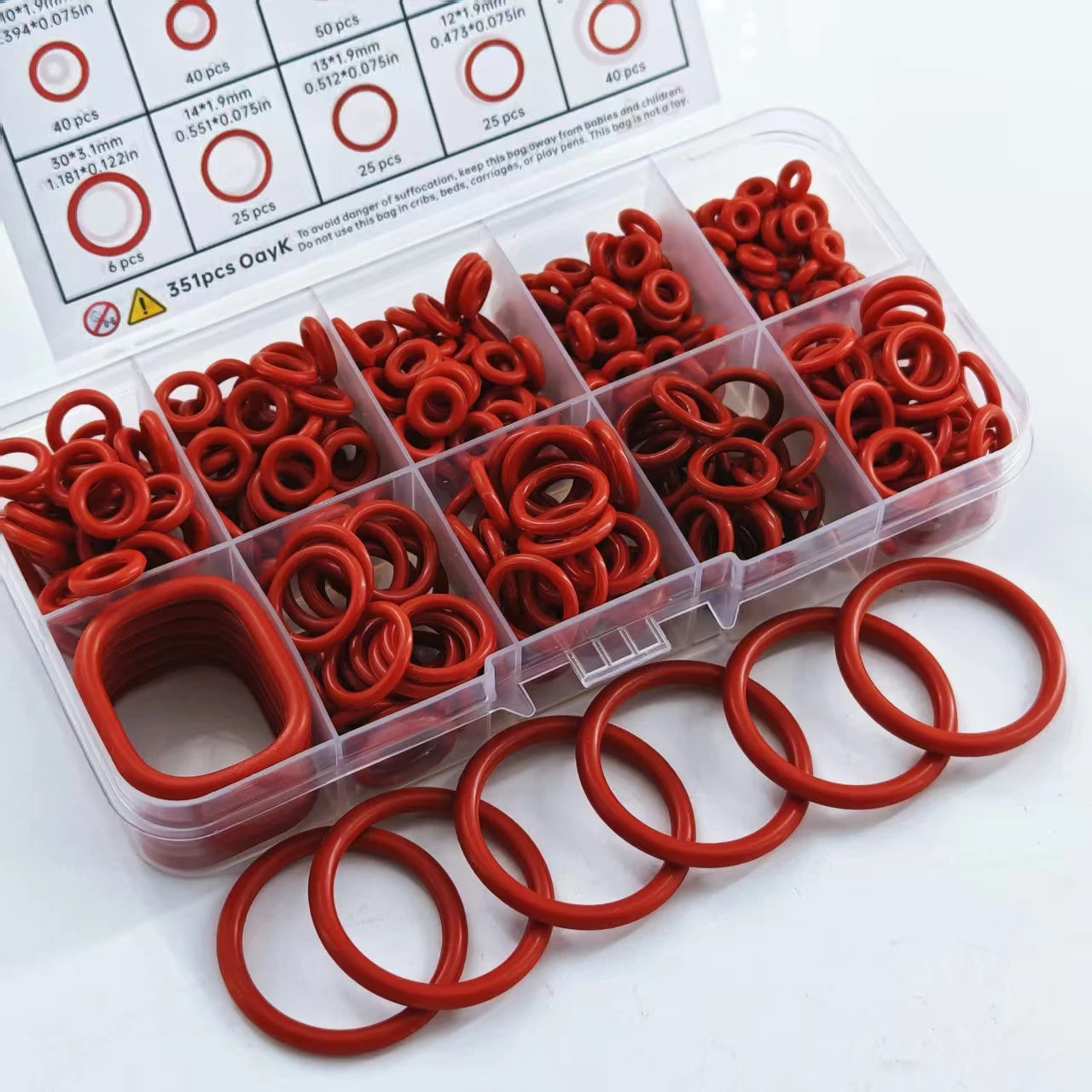 351-Piece Universal Silicone O-Ring Assortment Kit
