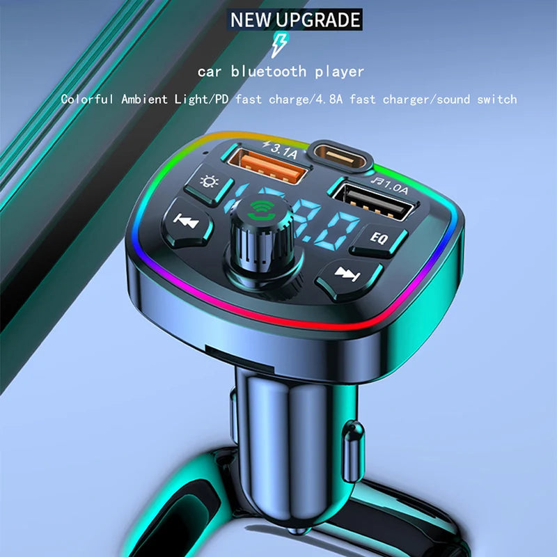 Car Bluetooth 5.0 FM Transmitter – Wireless Adapter with Dual USB Fast Charger