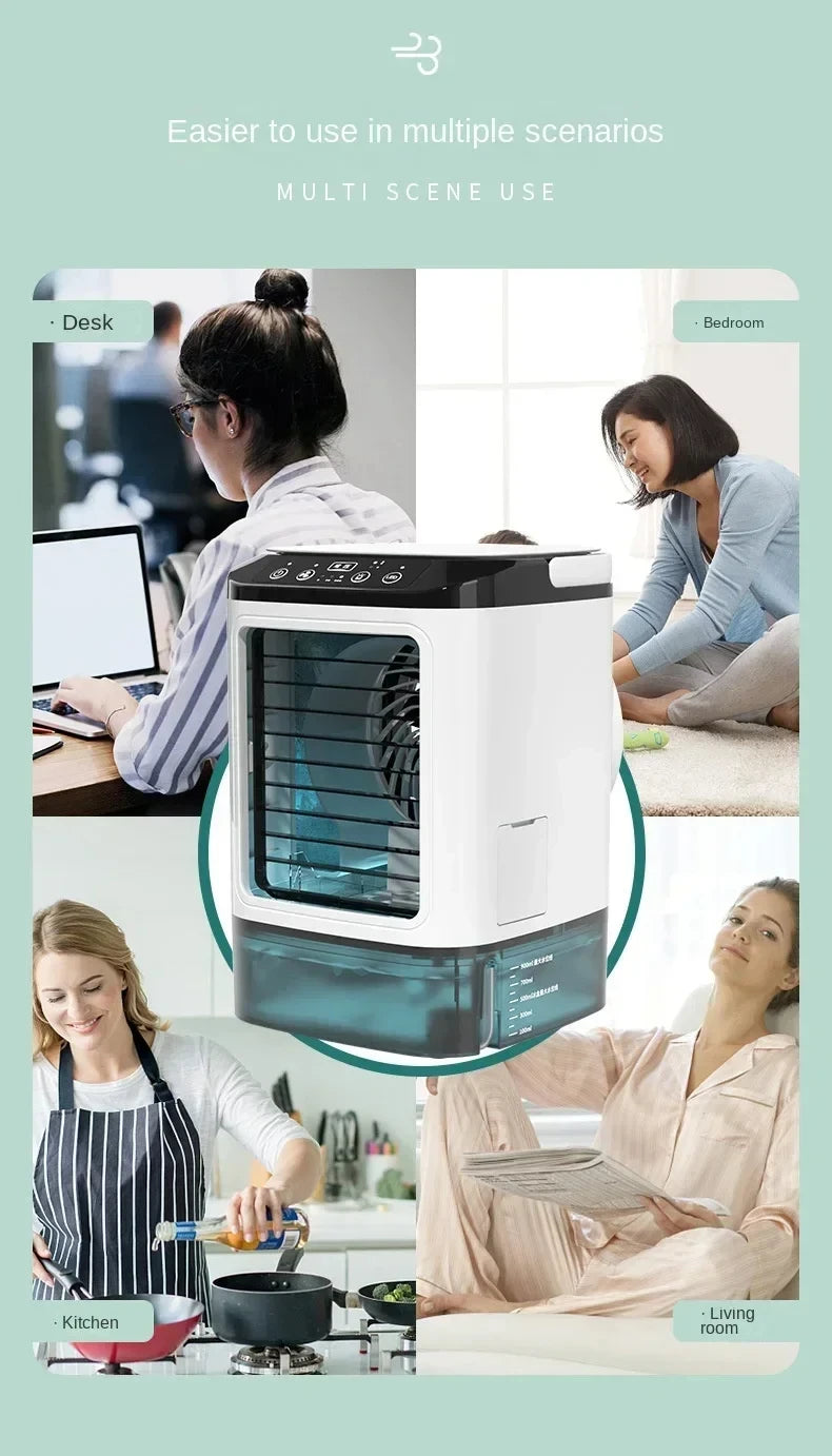 Large 900ml Desktop Air Cooler Fan with Humidifier & Cold Mist Spray – Ultra Quiet, USB Powered, 3 Speeds