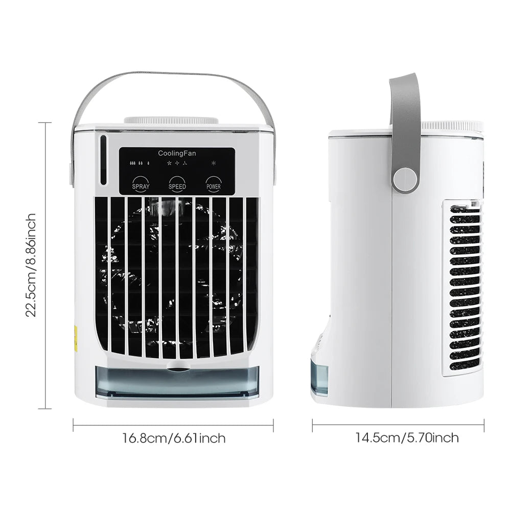Portable Desktop Air Cooler with Dual Ultrasonic Mist, Activated Carbon Filter & 4-Speed Timer – USB Rechargeable