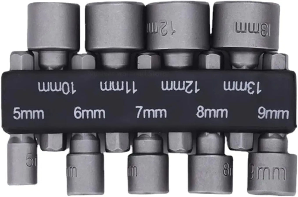 9-Piece Metric Hex Socket & Nut Driver Bit Set