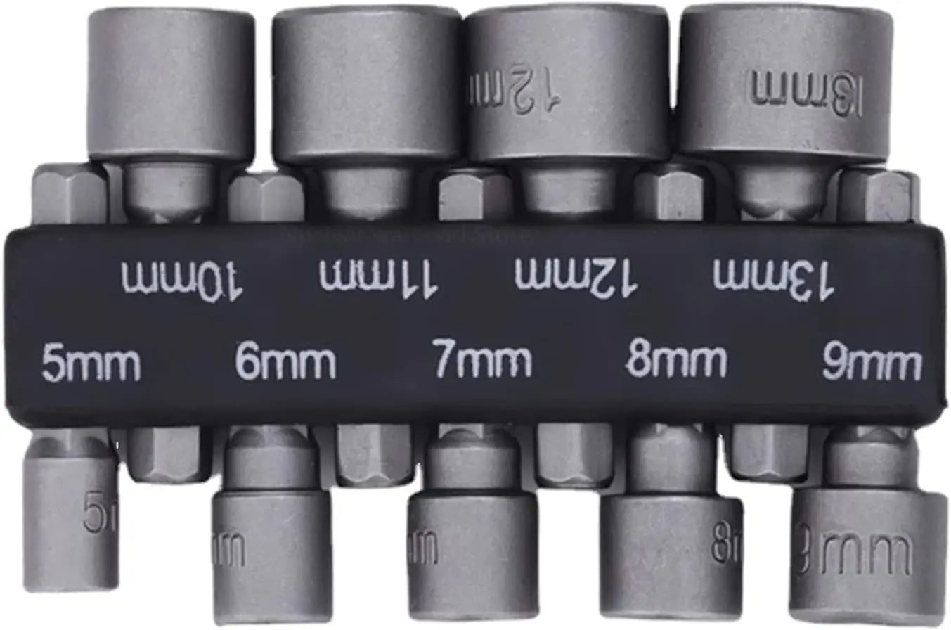 9-Piece Metric Hex Socket & Nut Driver Bit Set