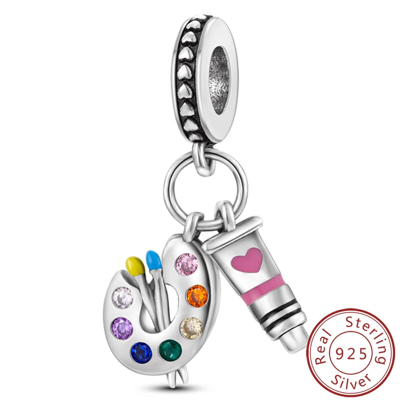 925 Sterling Silve Charms Beads Forever Love Heart Sister Family Life Charms Dangle For Bracelet Woman Jewelry Gifts