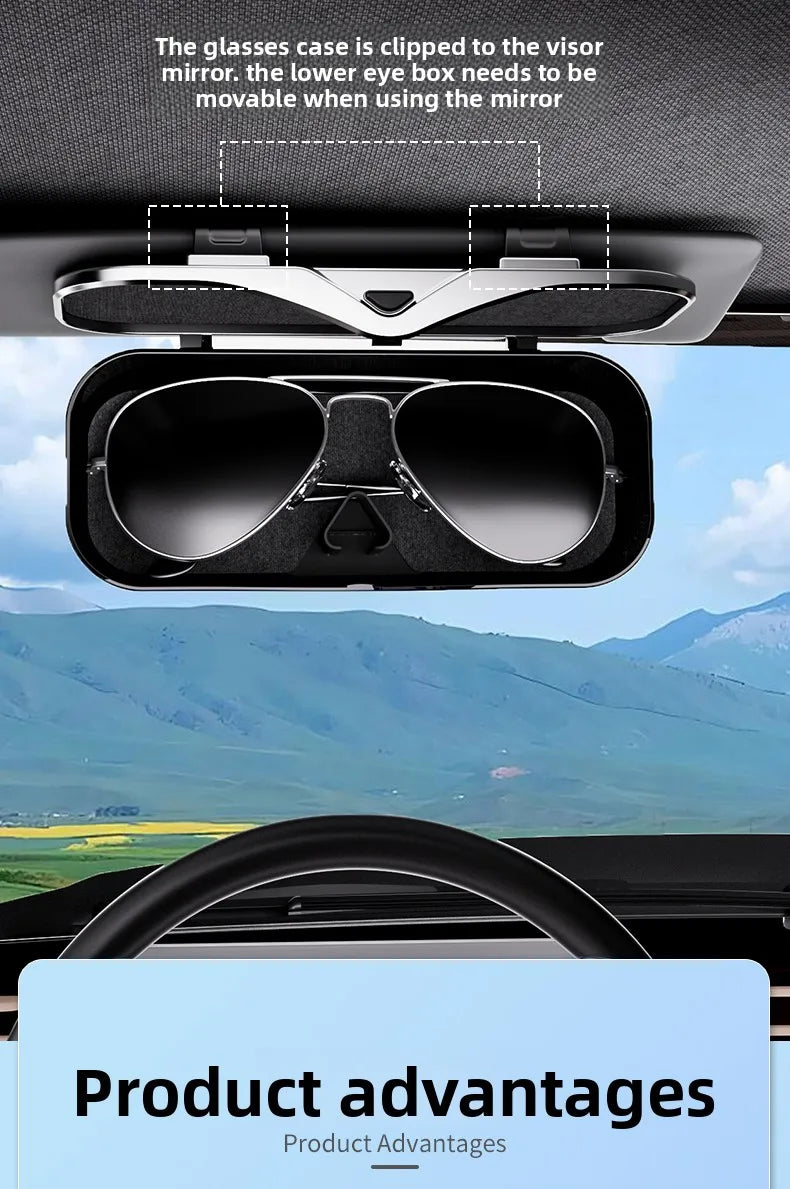 Multifunction Car Glasses Box Portable Car Sunglasses Holder Car Driving Glasses Holder Eyeglass Case Sun Visor Glasses Storage