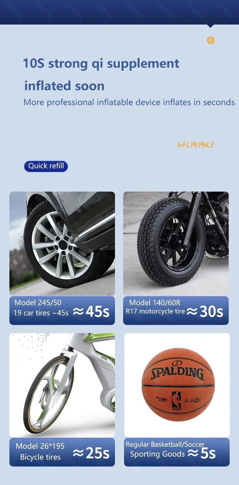 Wireless Car Air Pump Portable Air Compressor Electric Tire Inflator with LCD Digital Display for Car Motorcycles Bicycle Ball