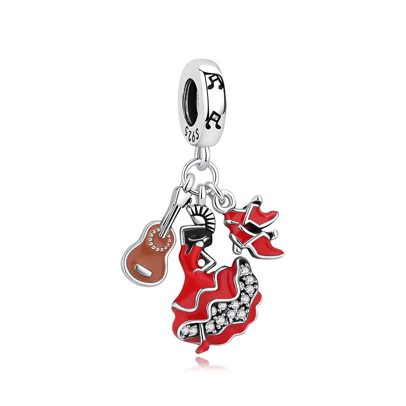 Original 925 Sterling Silver Charms Love Travel London Bus Suitcase Paris Beads Fit Brand Bracelets Necklaces Women DIY Jewelry