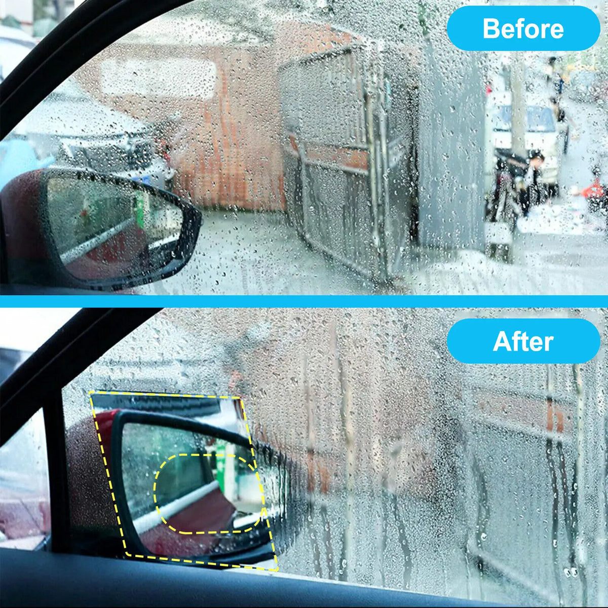 4pcs Car Rearview Mirror Protective Film Side Windows Sticker, Anti Fog Glare Rainproof Waterproof Mirror Film Clear Nano Coatin
