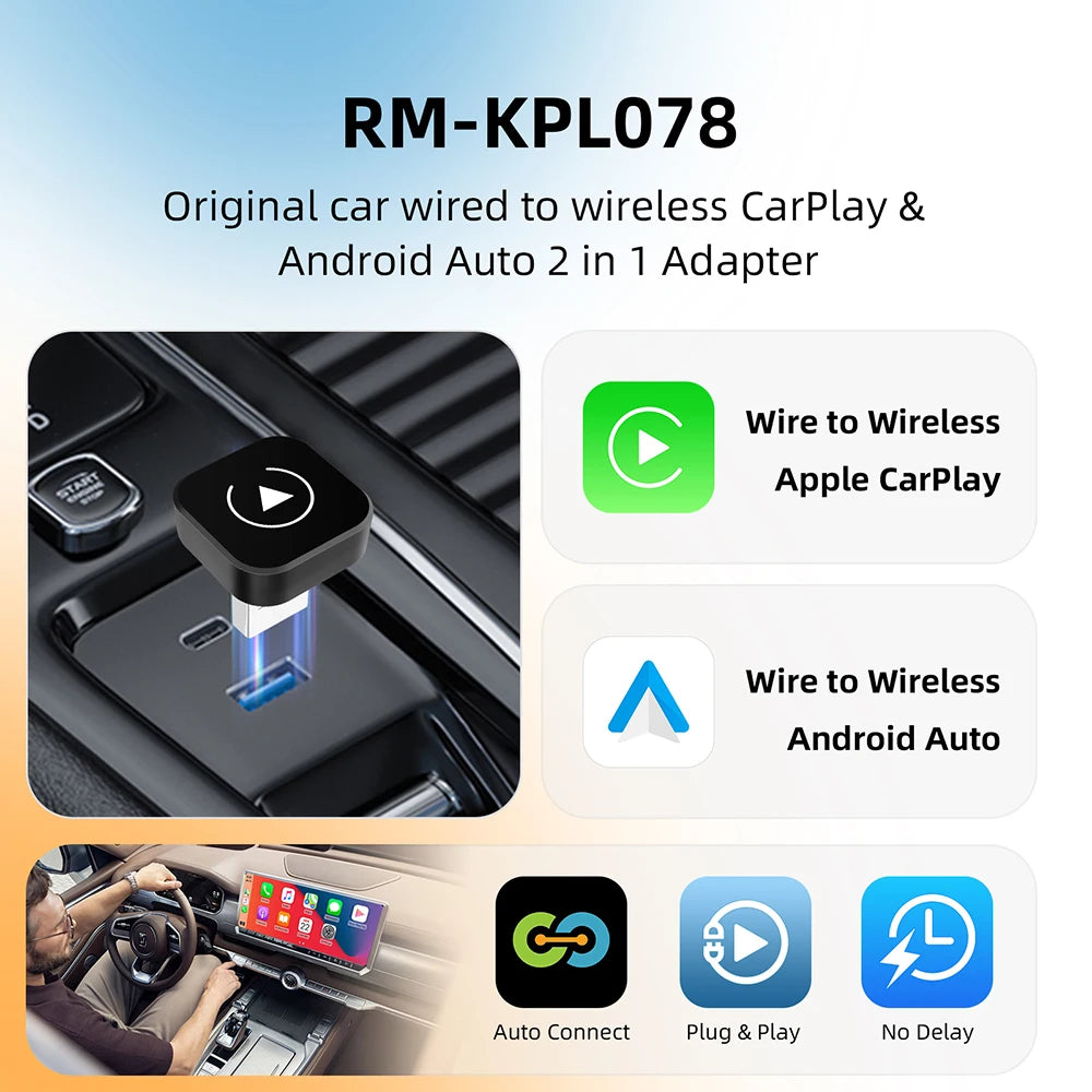 2-in-1 Wireless CarPlay & Android Auto Adapter Dongle