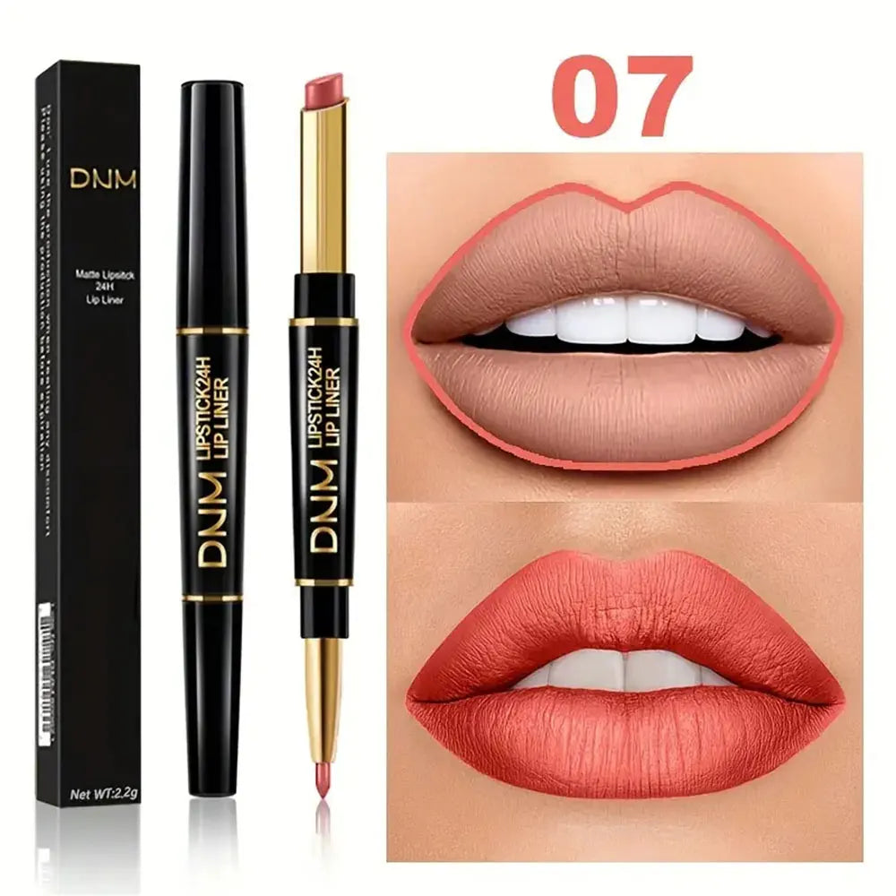 Double-Ended Long-Lasting Lipstick & Lip Liner – Waterproof, High Pigment