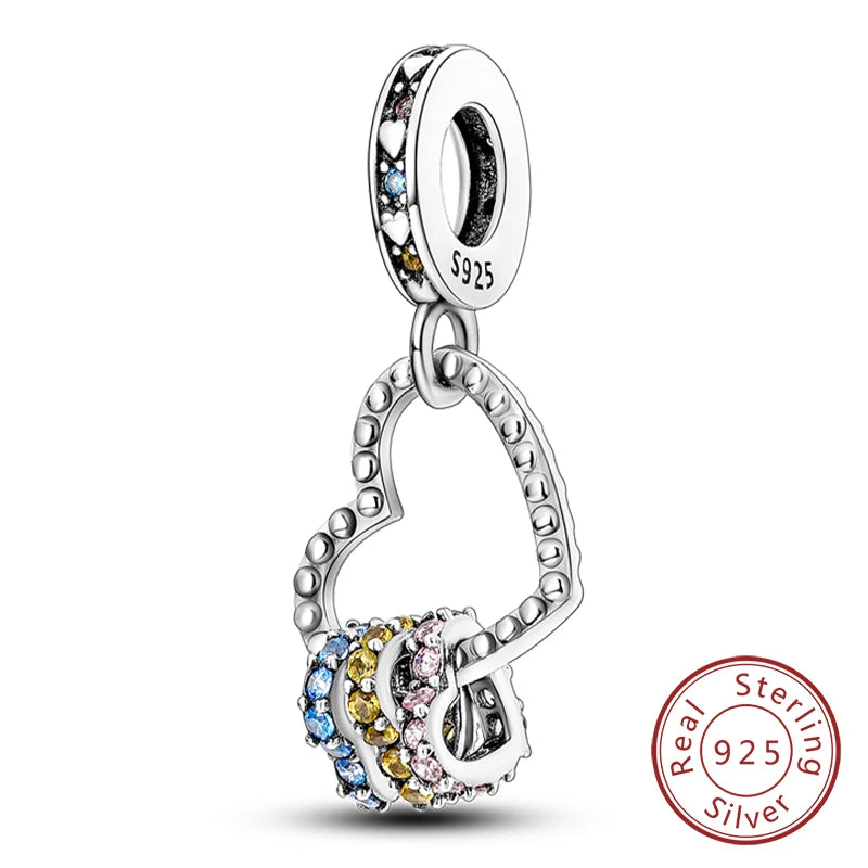 925 Sterling Silve Charms Beads Forever Love Heart Sister Family Life Charms Dangle For Bracelet Woman Jewelry Gifts