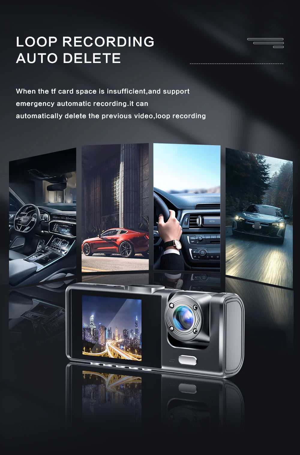 1080P Dual Dash Cam – Front & Interior Car Camera with Night Vision & Loop Recording