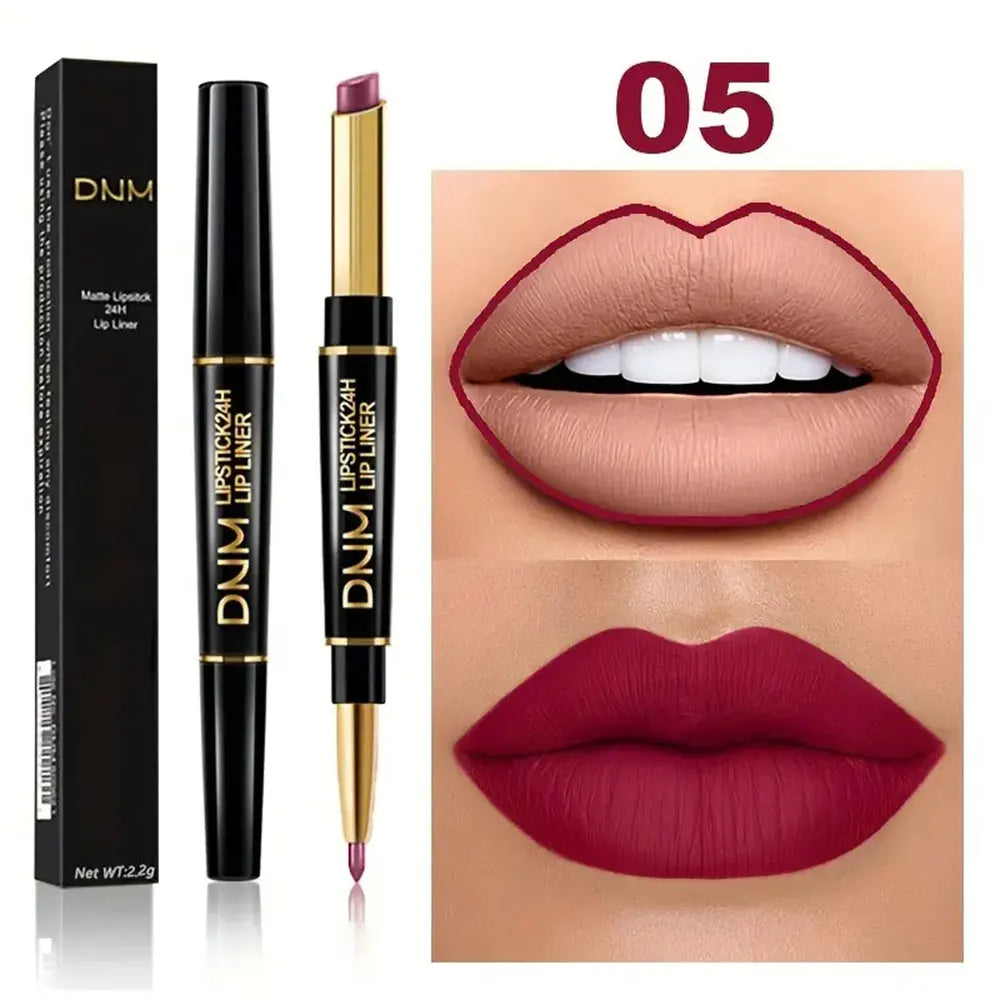 Double-ended Non-stick Cup Long Lasting Lipstick Lip Liner High Pigmented Waterproof