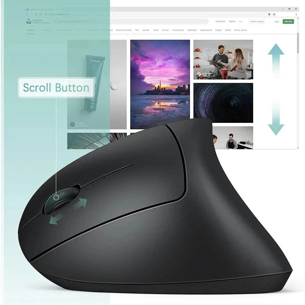 Vertical Mouse Ergonomic 2.4GHz Wireless Optical Mice 3 Adjustable DPI 800/1200/1600 6 Buttons for Laptop PC Computer
