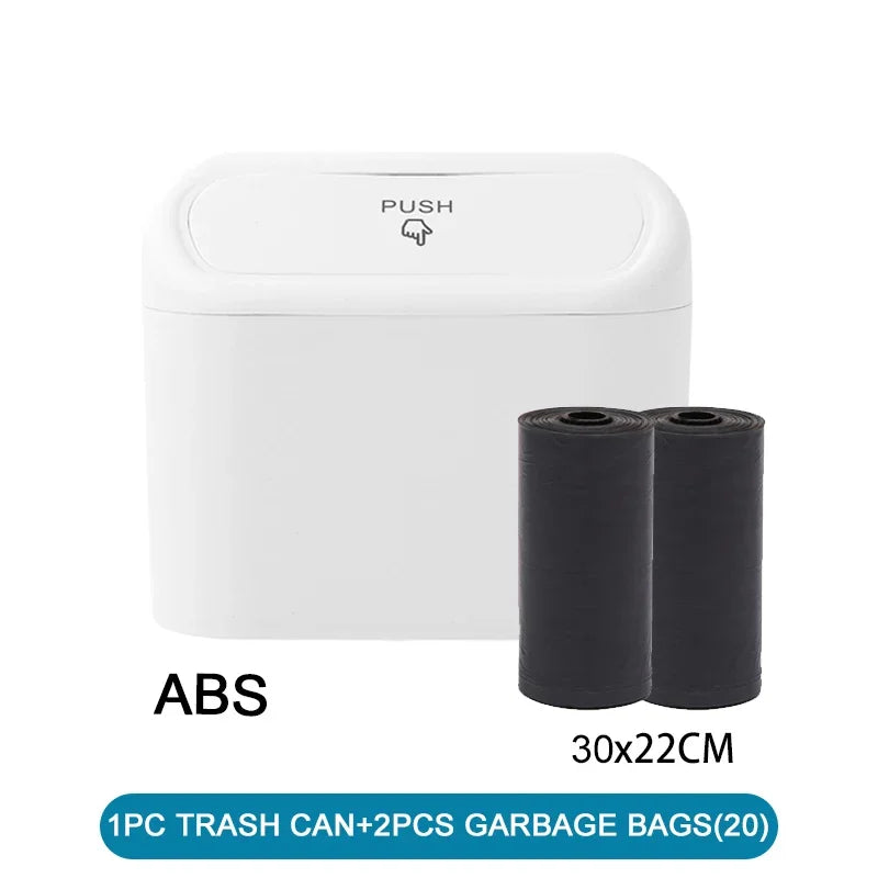 Leak-Proof Mini Car Trash Can with Lid & Refill Bags