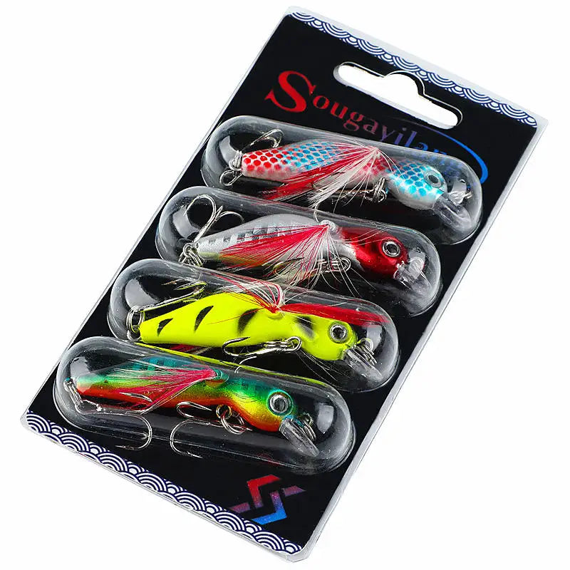 Fishing Bait Set 4PCS Wobbler Anti-corrosion Hook Bass Fishing Lure for Sea Carp Fishing Tackles De Pesca