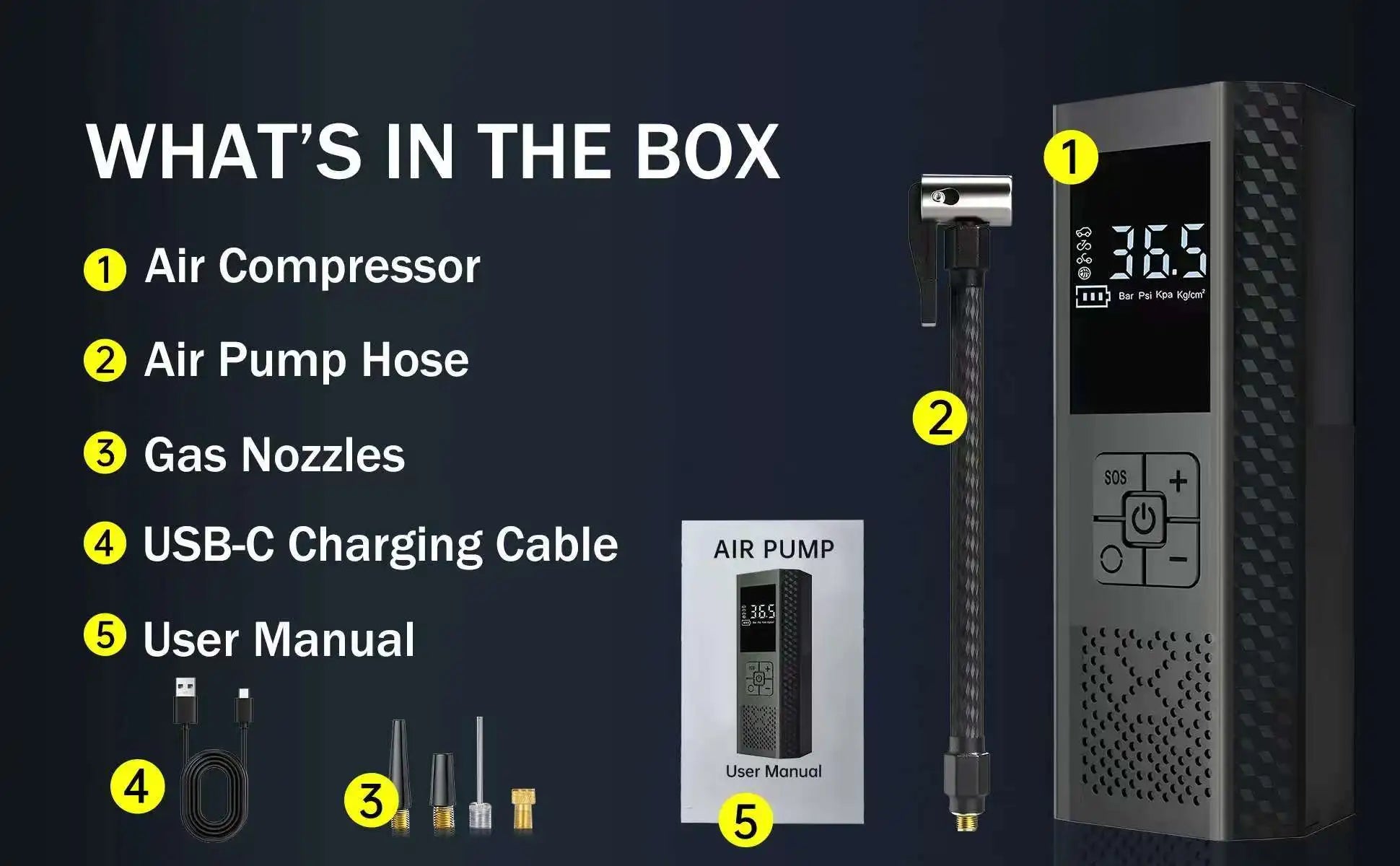 Wireless Car Air Pump 150PSI Electric Tire Inflator Portable Air Compressor for Motorcycle Bike Car Tires And Balls