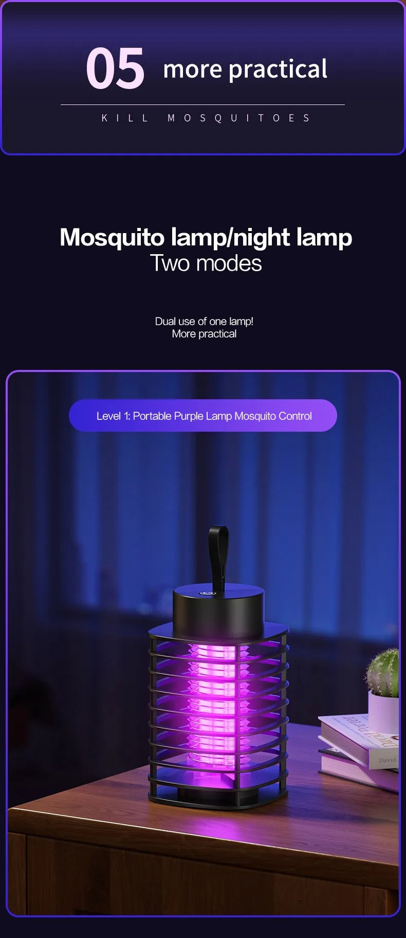 Mute Mosquito Killing Lamp Anti-Mosquito Lamp Portable Electronic Mosquito Killer Mosquito Terminator Mosquito Repellent Lamp