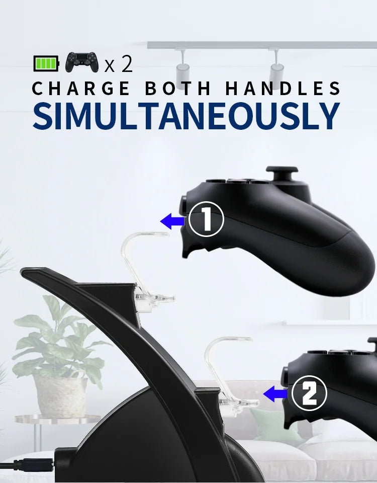 LED Dual USB Charging Dock Charger Controller Holder Stand For PS4/PS4 Slim/PS4 Pro Gamepad