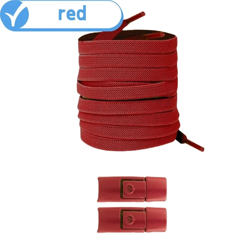 Widened Flat No-Tie Elastic Shoelaces with Press Lock