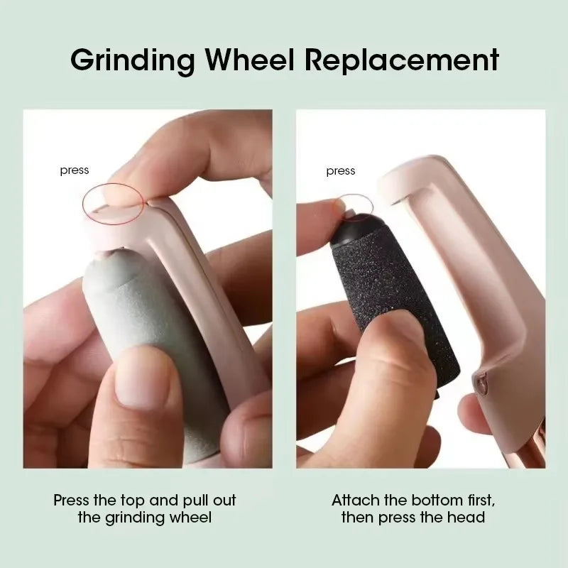 USB Electric Dead Skin Pedicure Automatic Foot Grinder Rechargeable Roller Feet Pedicure Tool with 2 Removable Roller Heads