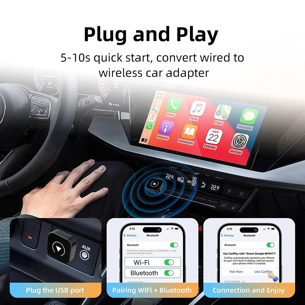2-in-1 Wireless CarPlay & Android Auto Adapter Dongle