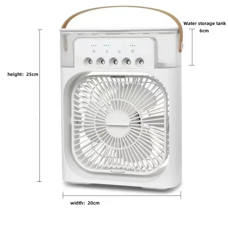 3-in-1 Portable Mini Air Cooler Fan – Desktop Humidifier & LED Night Light, USB Powered