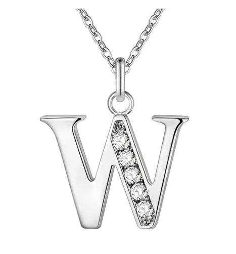 26 Letters 925 Sterling Silver Necklace Pendant Zircon For Women Exquisite Student Girlfriend Jewelry Accessories Wedding Gift