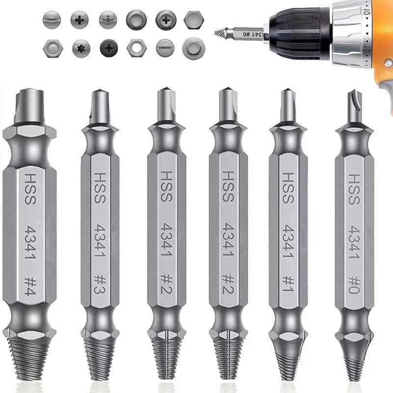 Universal Damaged Screw Extractor & Stripped Bolt Remover Set