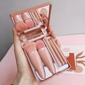 5-Piece Mini Travel Makeup Brush Set with Mirror Case