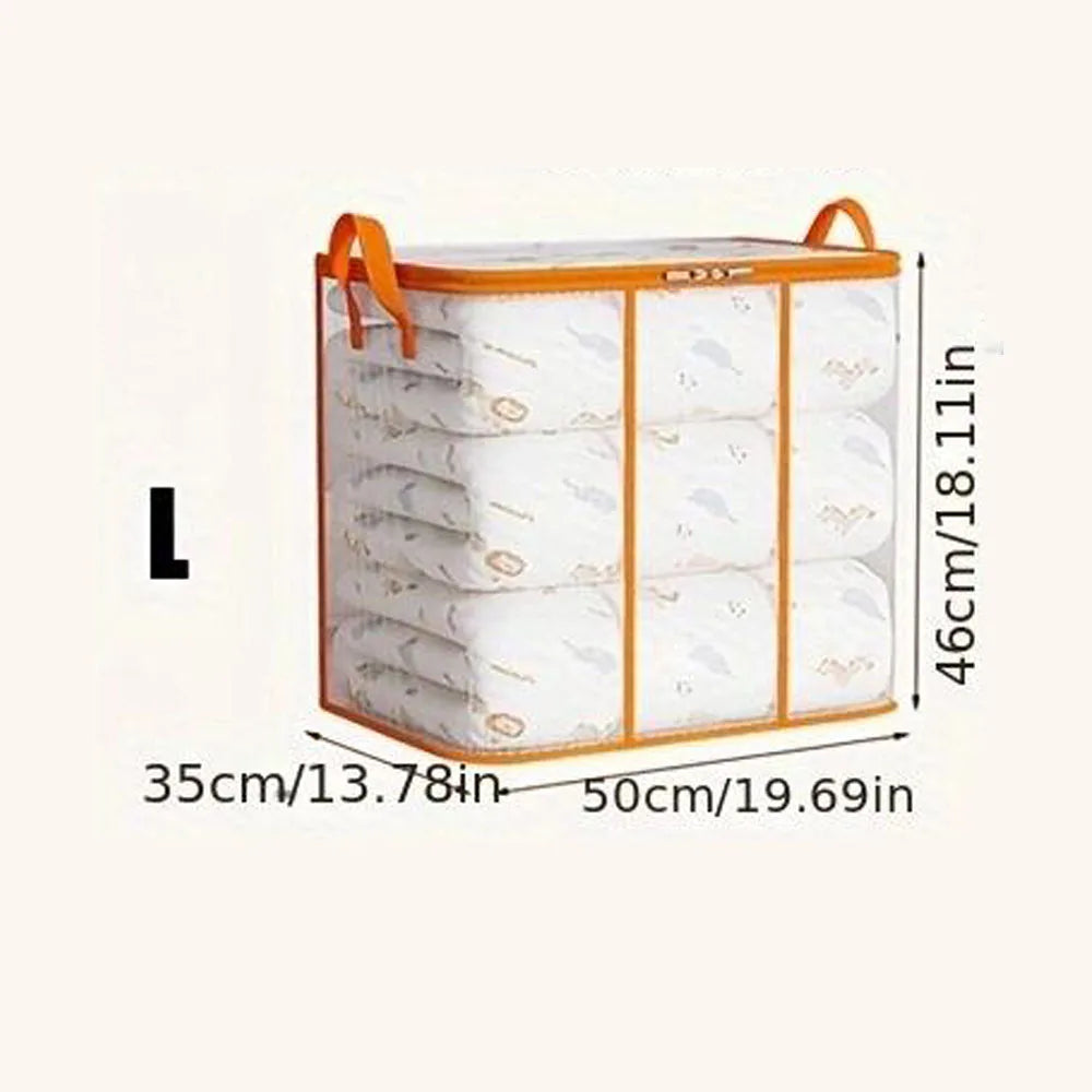 Plastic Transparent Clothes Blanket Quilt Organizer Storage Bag With Zipper Foldable Luggage Moving Packing Pouch