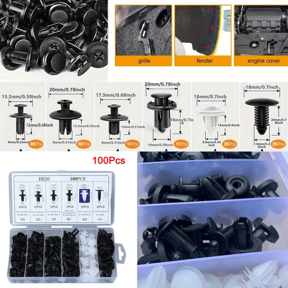 Universal Car Body Push Retainer Clip & Fastener Kit