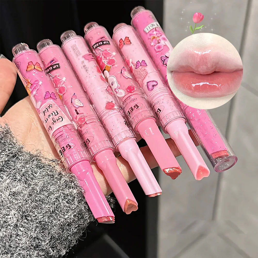 Pink Solid Lip Gloss Moisturizing Watery Colored Lip Balm Long-lasting and Tender Lip Balm
