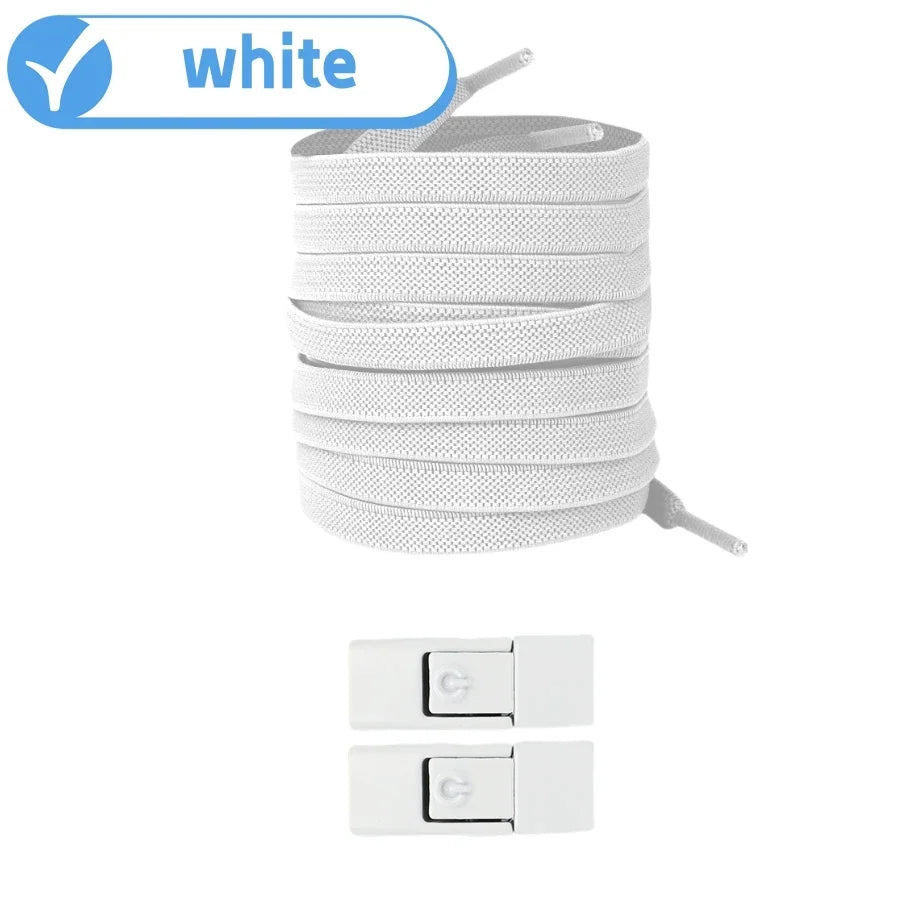 Widened Flat No-Tie Elastic Shoelaces with Press Lock