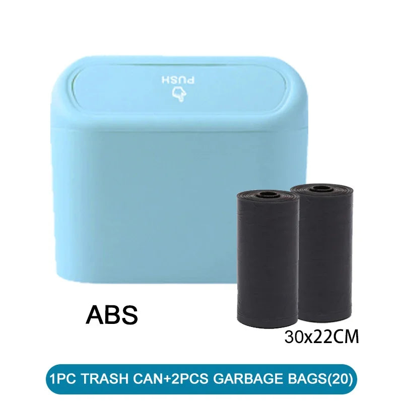 Leak-Proof Mini Car Trash Can with Lid & Refill Bags