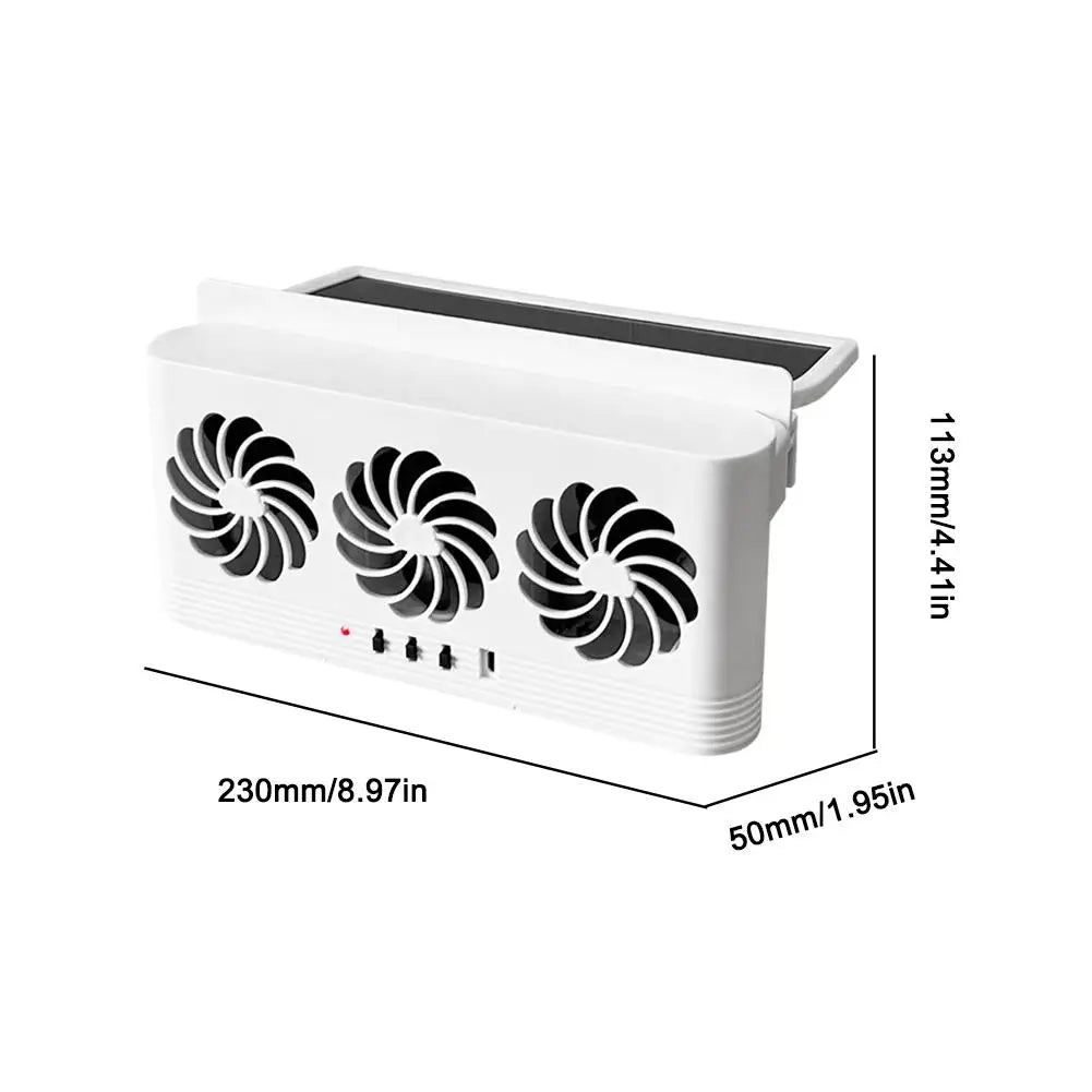 Upgrade Solar Powered Fan Car Cooler Front/Rear USB Charging Window Radiator Exhaust Fan Auto Air Vent Fan Ventilation Radiator