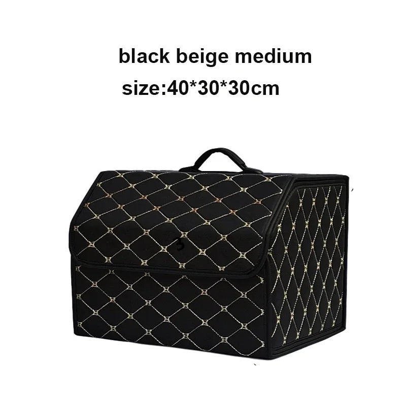 Large Capacity Car Trunk Organizer – Foldable Leather Storage Box for Emergency & Everyday Use