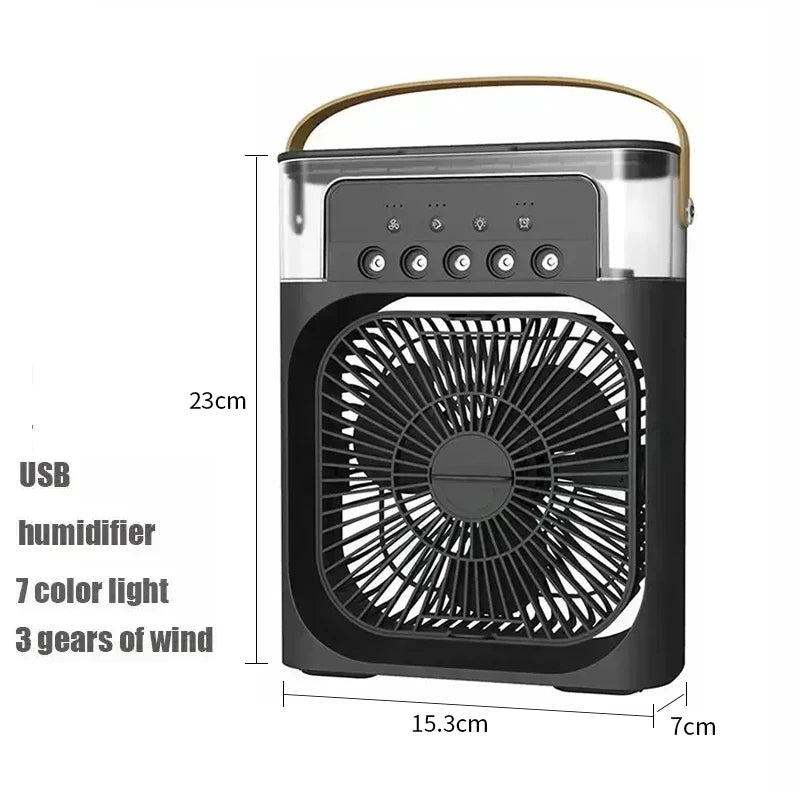 3-in-1 Tower Air Cooler Fan with Humidifier & 7-Color LED Night Light – USB Powered, 600ml, Ultra Quiet