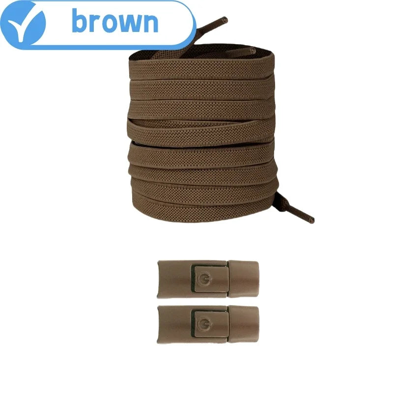 Widened Flat No-Tie Elastic Shoelaces with Press Lock