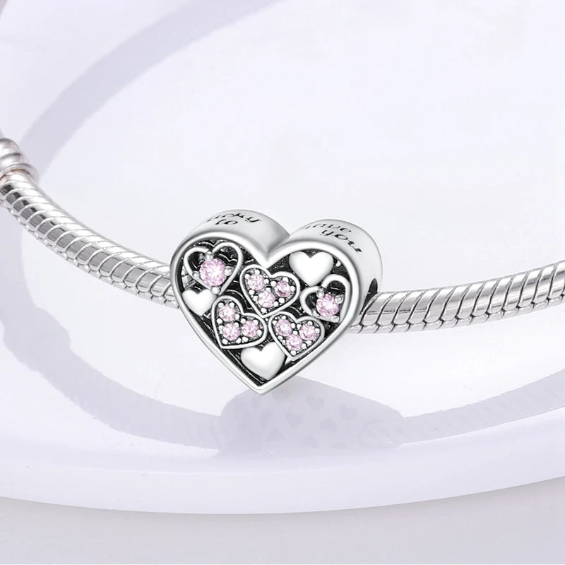 925 Sterling Silve Charms Beads Forever Love Heart Sister Family Life Charms Dangle For Bracelet Woman Jewelry Gifts