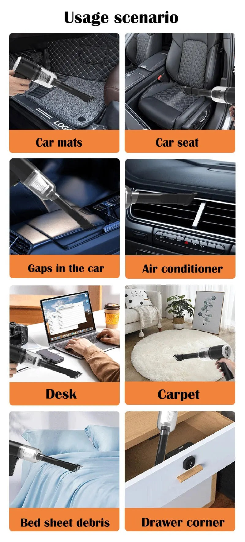 9000Pa Portable Wireless Car & Home Vacuum Cleaner